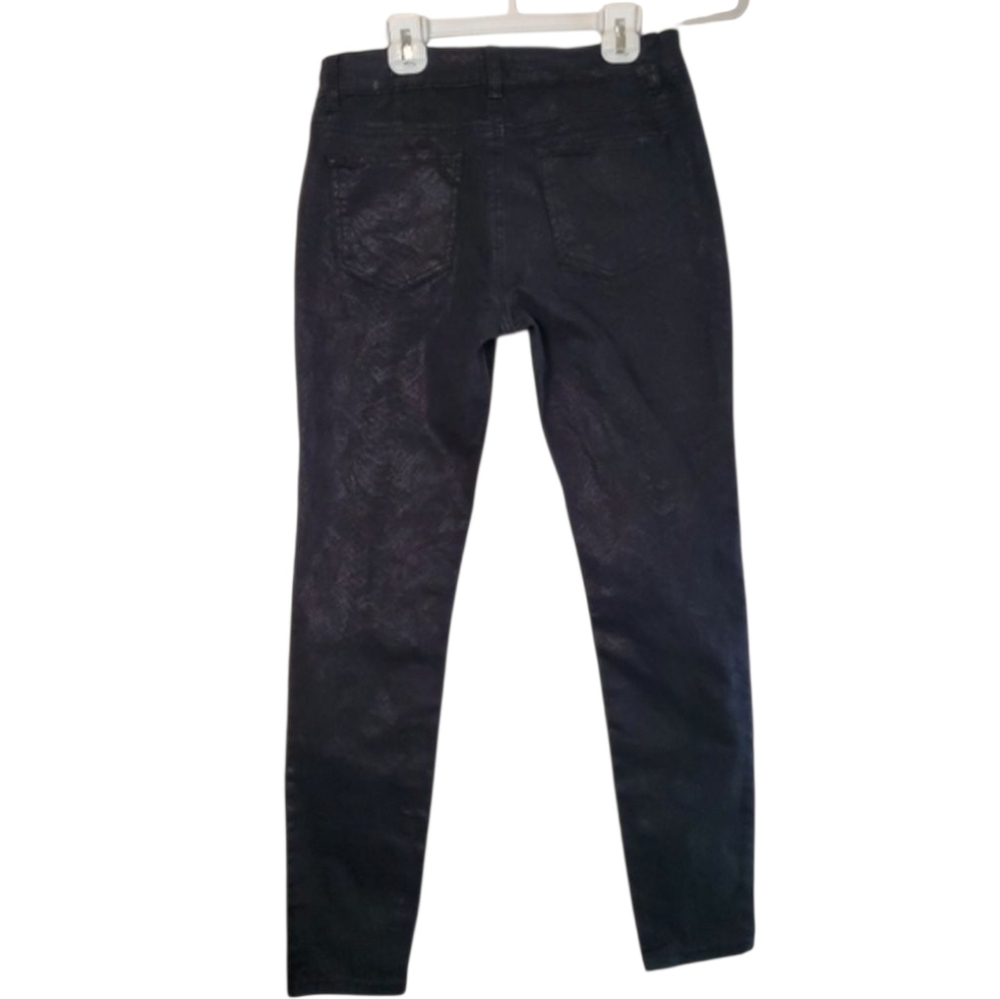 2B Bebe Black Velvet Skinny Pants Animal Print Size:29  High Waist  Ankle-length - Picture 2 of 8